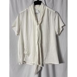 NWT Weill Paris Womens Silk Blend Short Sleeve Monroe Ecru Blouse Shirt Size 2